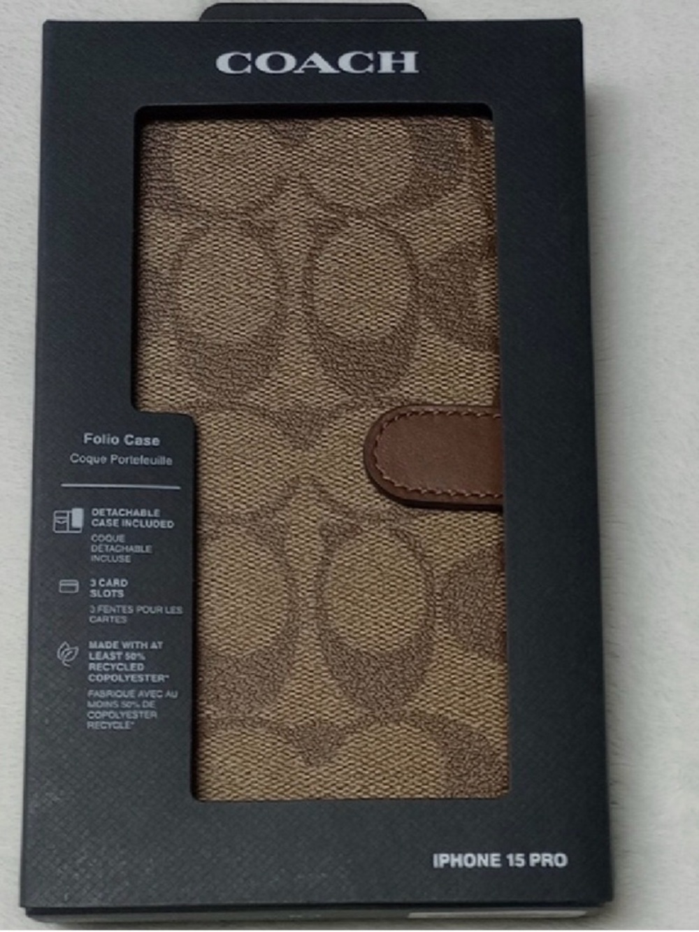 Coach Leather Folio Card Case in Rust Brown